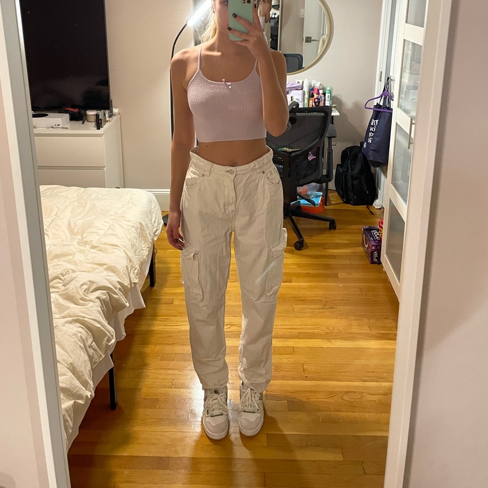 bershka cream cargo pants